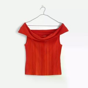 Madewell Ribbed Off-the-Shoulder Top Red Draped Sleeveless Tank NWT